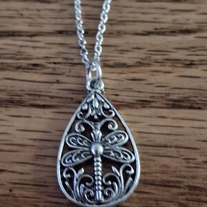 Elegant Silver Dragonfly Pendant Necklace